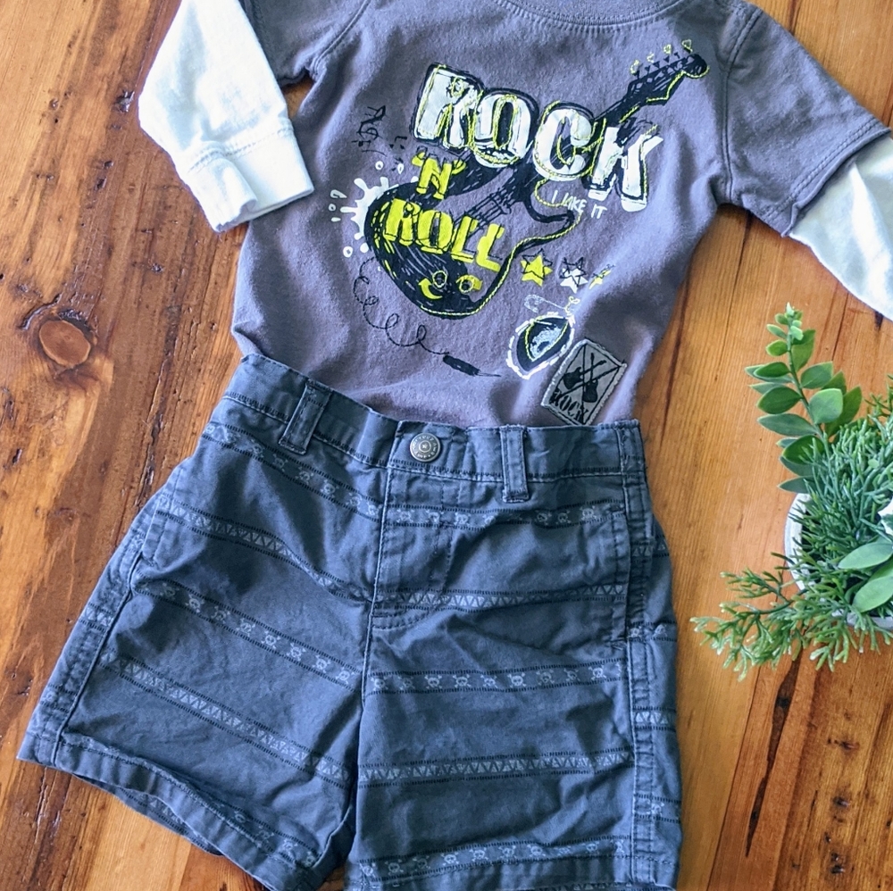 🎸Rock&Roll Outfit, Top and Shorts, Baby Boy Size 6 Months